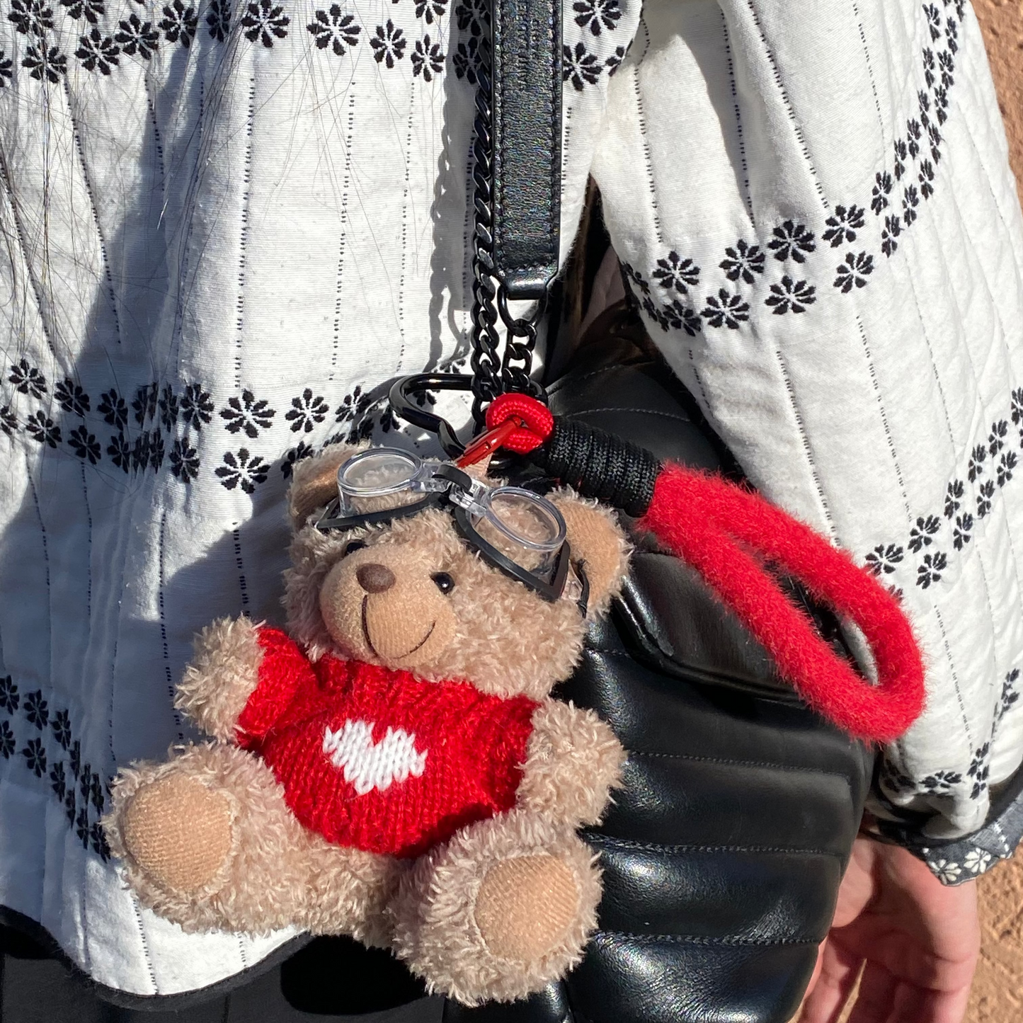 Red Aviator Bear Charm
