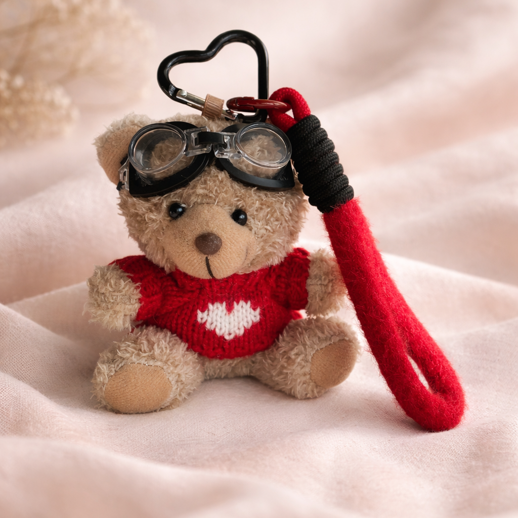 Red Aviator Bear Charm